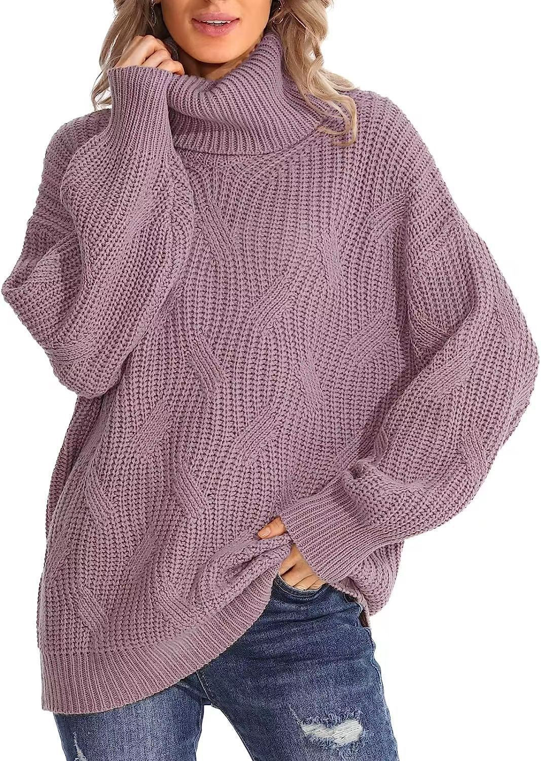 Damen Weicher Strickpullover mit hohem Kragen und Kabelmuster Stalluxe