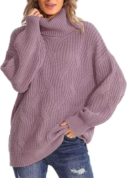 Damen Weicher Strickpullover mit hohem Kragen und Kabelmuster Stalluxe