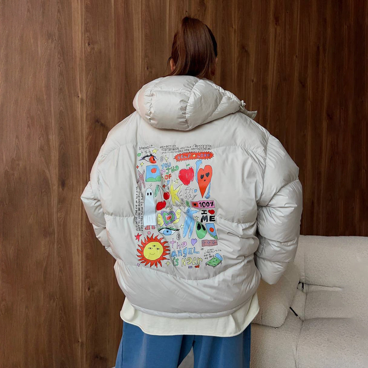 Damen Steppjacke mit kreativem Druckdesign Stalluxe