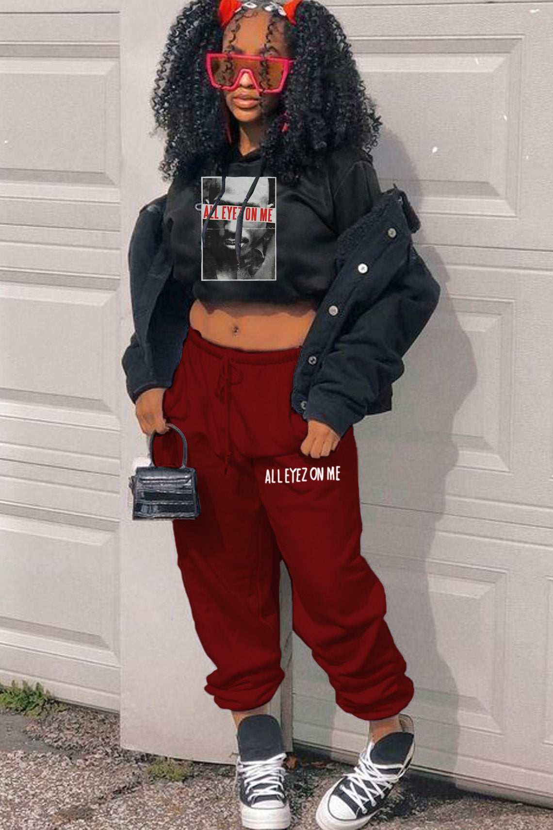 Damen Hoodie und Jogginghose Set mit auffälligem Grafikdruck und modernem Schnitt Stalluxe