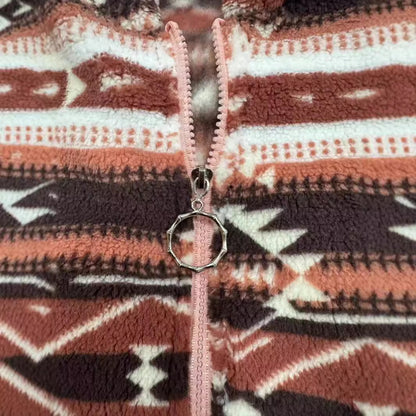 Damen kuschelige Fleecejacke mit modernem Aztekenmuster Stalluxe