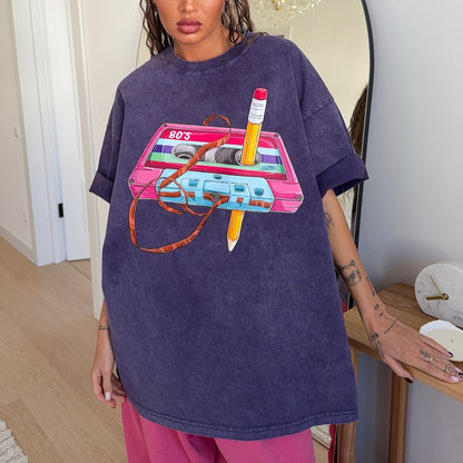 Damen Oversized T-Shirt mit kreativem 80er-Jahre Grafikdesign Stalluxe
