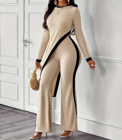 Damen lässiger Jumpsuit mit strukturiertem Stoff und kontrastierenden Details Stalluxe