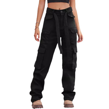 Damen Cargo-Hose mit hohen Taschen und verstellbarem Bund Stalluxe