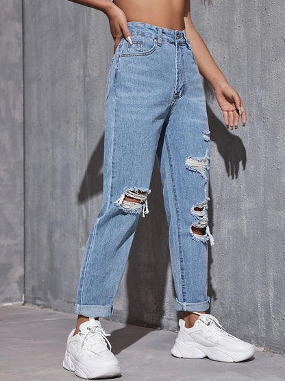 Damen lässige Ripped Jeans Stalluxe