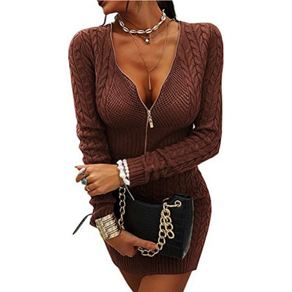 Damen Strickkleid mit Reißverschluss und langen Ärmeln Stalluxe