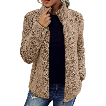 Damen Kuschelige Fleecejacke mit Stehkragen und Seitentaschen Stalluxe