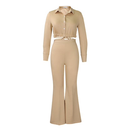 Damen modisches Crop-Top mit weitem Hosen Stalluxe