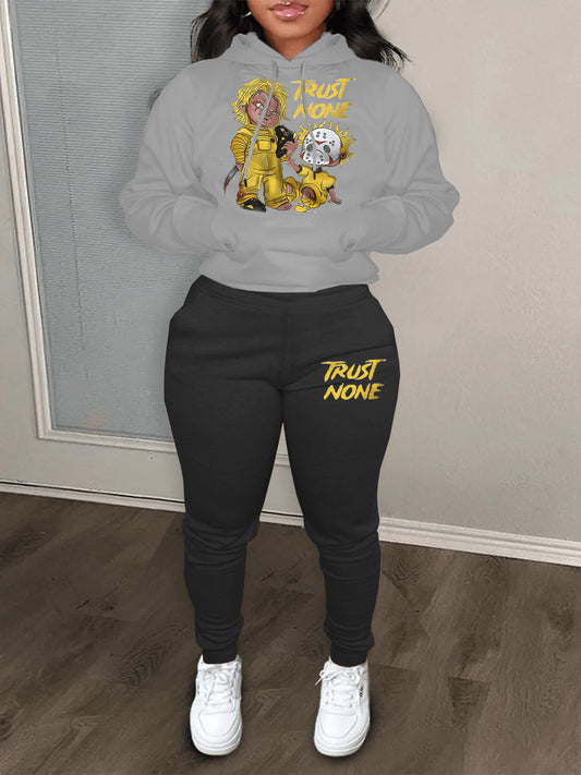 Damen Sportliches Hoodie- und Jogginghose-Set mit kreativen Grafikdesigns Stalluxe