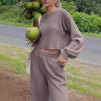 Damen lässiges Sport-Set mit weitem Schnitt und Rippstruktur Stalluxe