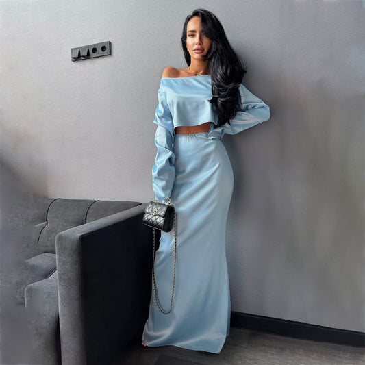 Damen Elegantes Satin-Maxikleid mit schlichten KNopfdetails Stalluxe