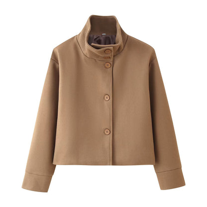 Damen modische Jacke mit hochgeschlossenem Kragen und Knopfdetails Stalluxe