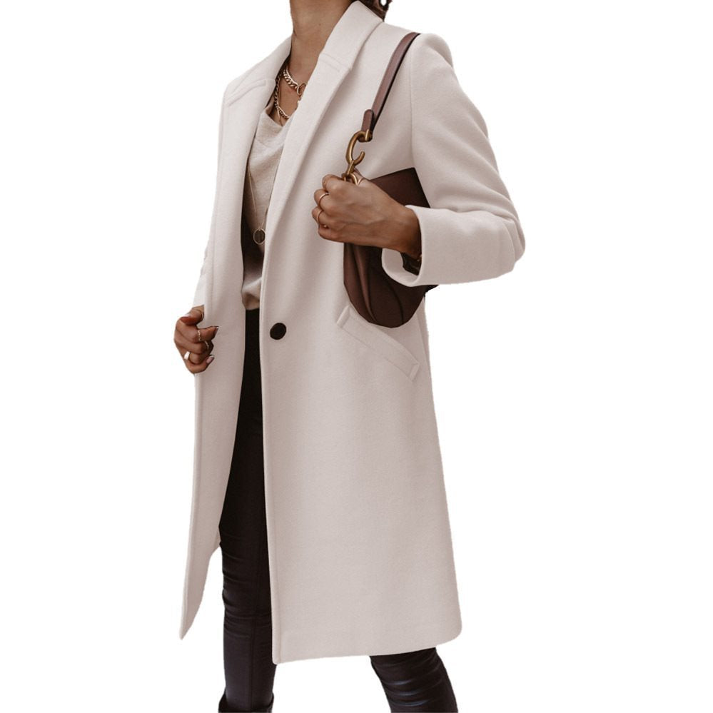 Damen Eleganter und hochwertiger Wollmantel mit schmalem Schnitt Stalluxe