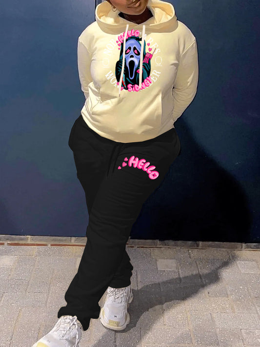 Damen Hoodie mit einzigartigem Grafikdesign und lässiger Hose Stalluxe