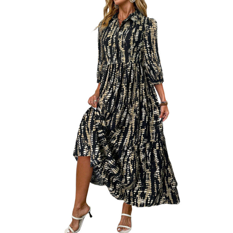 Damen Maxikleid mit lässigem Kragen und legerem Schnitt Stalluxe