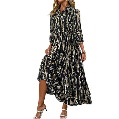 Damen Maxikleid mit lässigem Kragen und legerem Schnitt Stalluxe