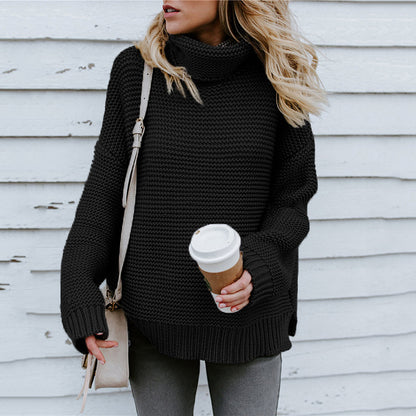 Damen Grobstrickpullover mit hohem Kragen und lässiger Passform Stalluxe