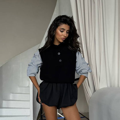 Damen Strickpullover mit hochabschließendem Kragen und Knopfdetails Stalluxe