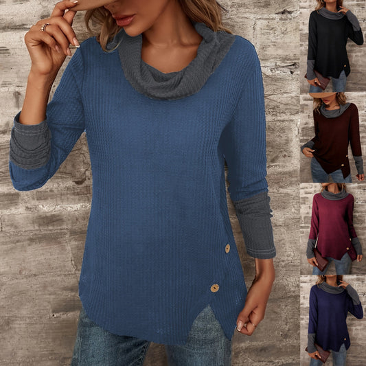 Damen Modischer Pullover mit hohem Kragen und gestreiften Ärmeln Stalluxe