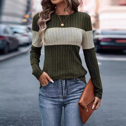 Damen Modisches Rippstrickpullover mit Streifenmuster Stalluxe