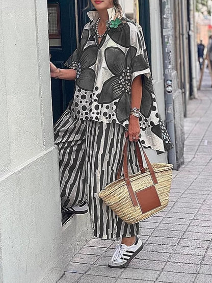 Damen Elegantes Oversize-Oberteil mit floralem Muster und weitem Schnitt Stalluxe