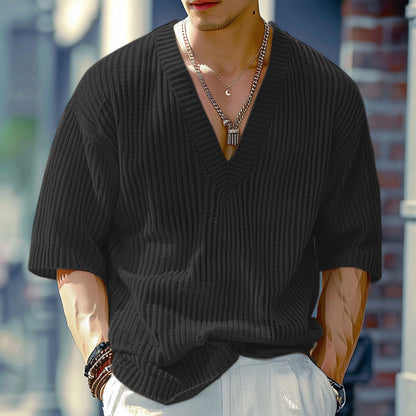Damen V-Ausschnitt Oversize-Shirt aus strukturiertem Baumwollmaterial Stalluxe