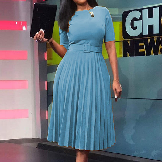 Damen Midi-Kleid mit figurschmeichelndem Gummizug und schickem Taillengürtel Stalluxe