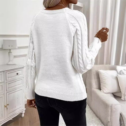 Damen Strickpullover mit strukturiertem Rautenmuster und dekorativen Knöpfen Stalluxe