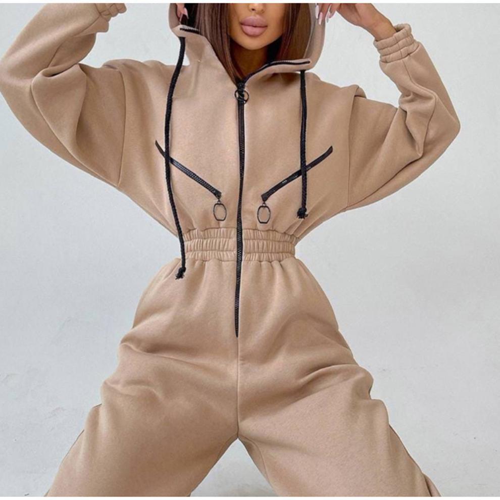 Damen Freizeit-Jumpsuit mit modernem Kapuzen-Design und praktischen Taschen Stalluxe