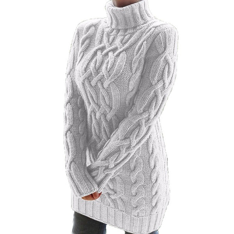 Damen Strickpullover mit hochgeschlossenem Kragen und ausgefallenem Zopfmuster Stalluxe