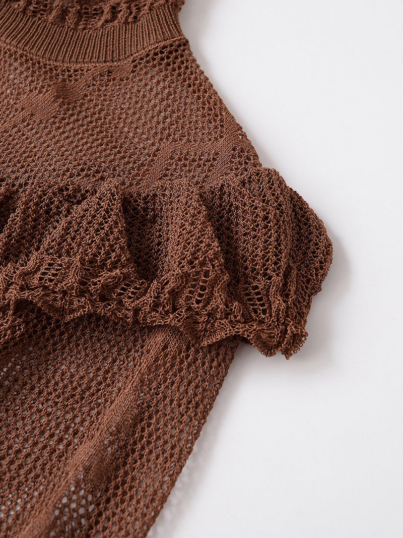 Damen feine Strickjacke mit Rüschendetails und Knopfleiste Stalluxe