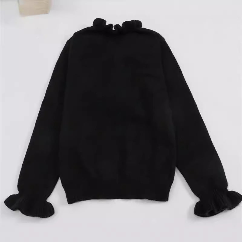 Damen Bluse mit Rüschensaum und dekorativen Knöpfen Stalluxe
