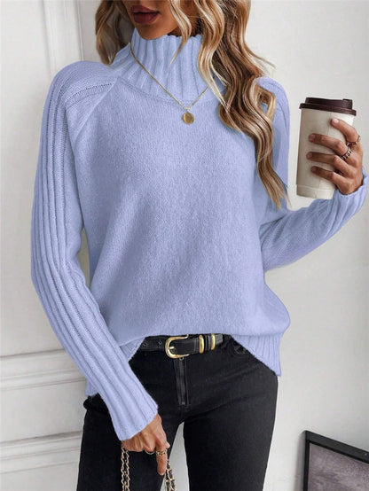 Damen Pullover mit modernem Stehkragen und strukturiertem Rippdesign Stalluxe