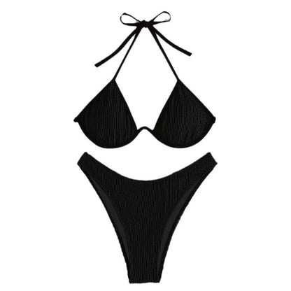 Damen Triangel-Bikini mit Struktur und verstellbaren Trägern Stalluxe