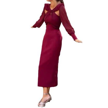 Damen Midi-Kleid mit schickem Ausschnitt und raffinierten Ärmel-Details Stalluxe