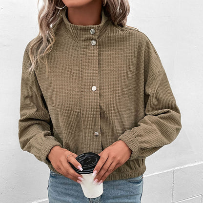 Damen Sweatjacke mit Stehkragen und strukturierter Oberfläche Stalluxe