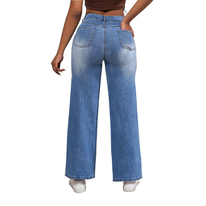 Damen weit geschnittene Destroyed Jeans mit modischen Rissdetails Stalluxe