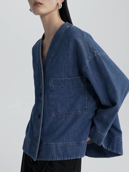 Damen lässiges Denim-Jacket-Hosen-Set mit Übergrößen Stalluxe