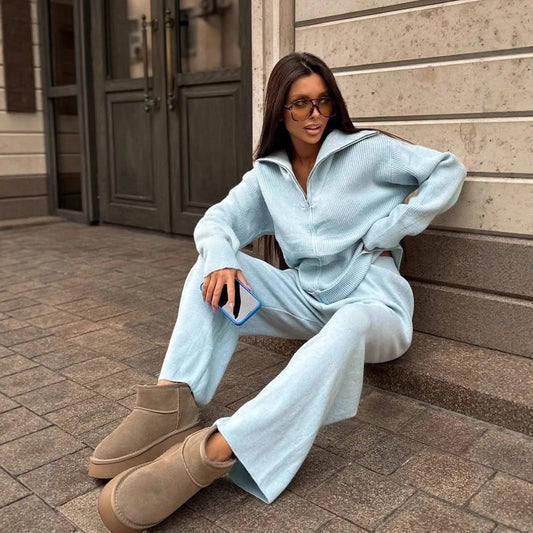 Damen modischer Reißverschluss-Sweater im Rippdesign mit lässigem Schnitt Stalluxe