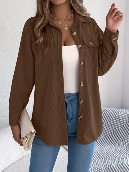 Damen Cordhemdjacke im lässigen Schnitt mit praktischen Taschen und eleganten Knöpfen Stalluxe