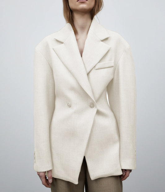 Damen Modischer Oversized Blazer mit doppelter Knopfleiste und strukturiertem Stoff Stalluxe