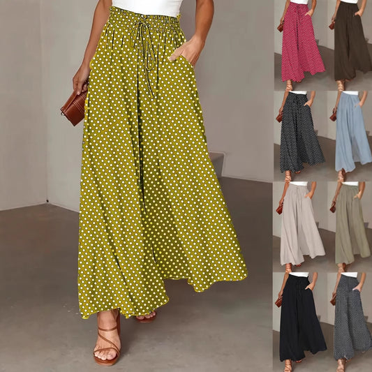 Damen culottehose mit elastischem Bund und gesticktem Punktemuster Stalluxe