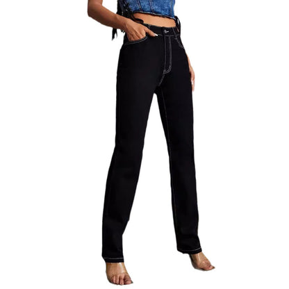 Damen Regular Fit Jeanshose mit hohem Bund und stylischen Kontrastnähten Stalluxe