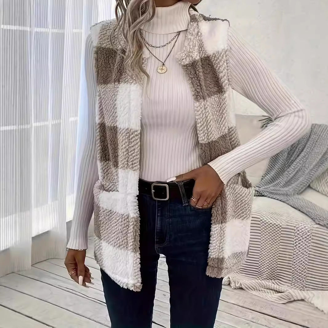 Damen Gemusterte Fleece-Weste mit praktischen Taschen Stalluxe