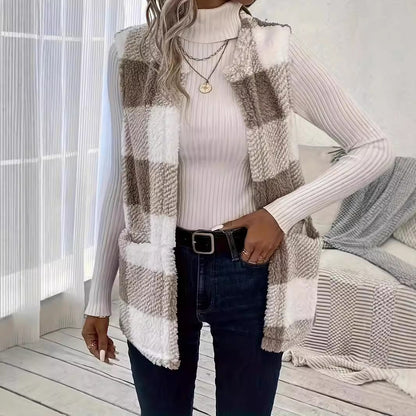 Damen Gemusterte Fleece-Weste mit praktischen Taschen Stalluxe