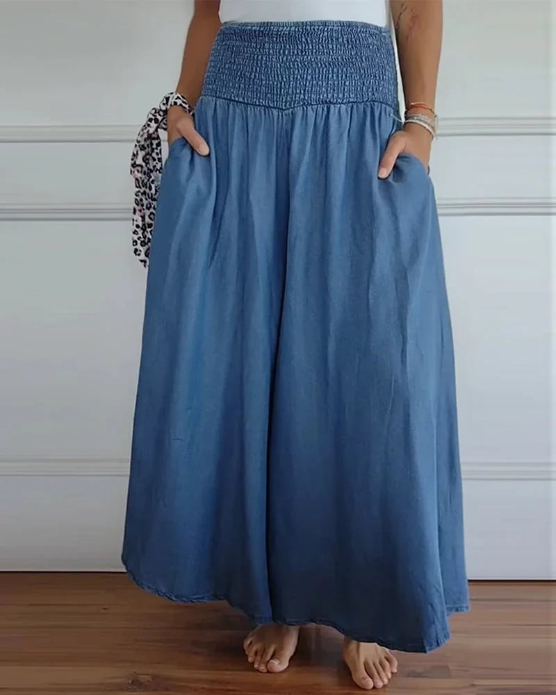 Damen weite Baumwollhose mit elastischem Bund und praktischen Taschen Stalluxe