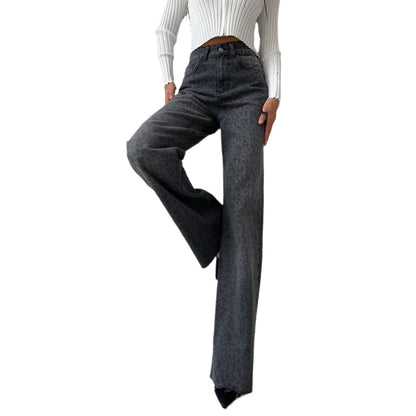 Damen Flared Jeans im trendigen Leopardenmuster mit hohem Bund Stalluxe