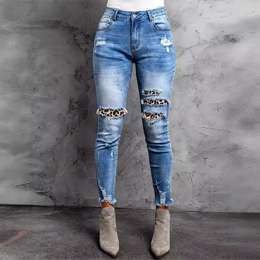 Damen Jeans im modernen Destroyed-Design mit aufregenden Tiermustern Stalluxe