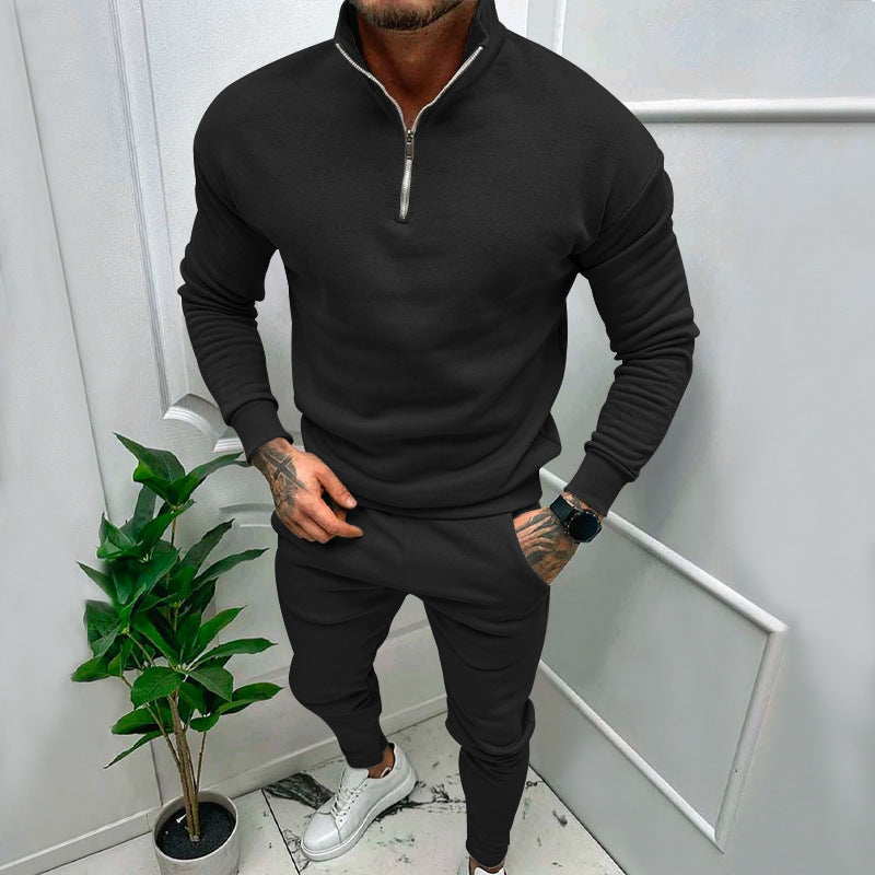 Herren sportlicher Fleece-Pullover mit kurzem Reißverschluss und modischem Schnitt Stalluxe