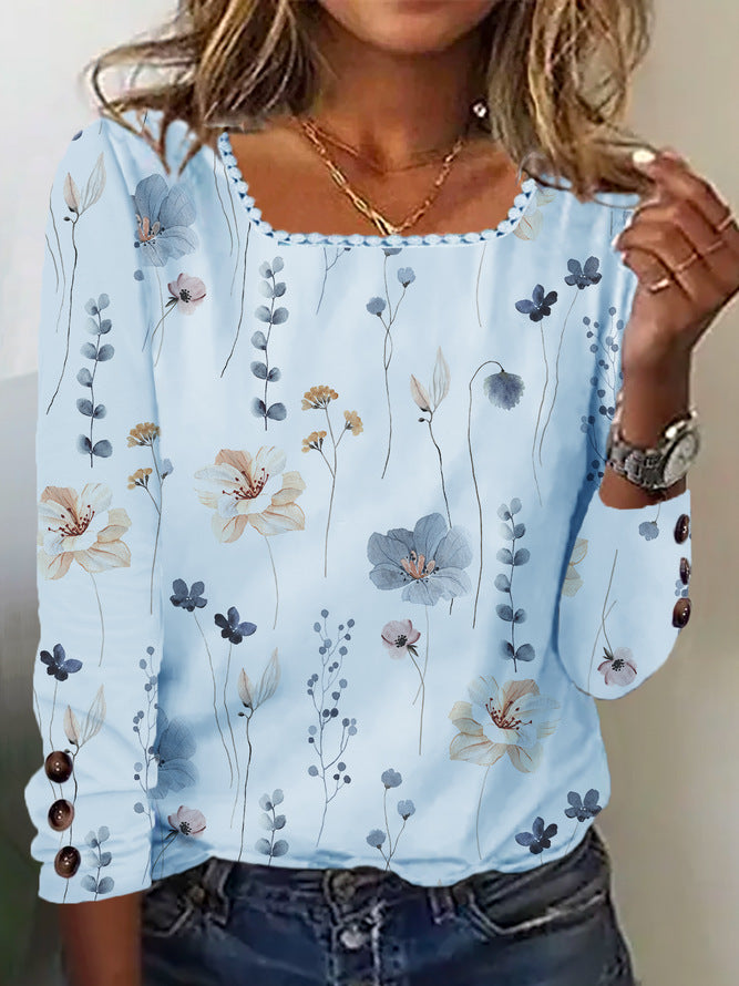 Damen Bluse mit floralem Druck und dekorativen Knopfdetails Stalluxe
